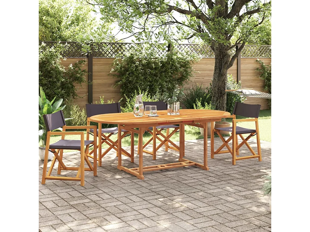 Conjunto de 4 cadeiras dobráveis de jardim em tecido cinza escuro