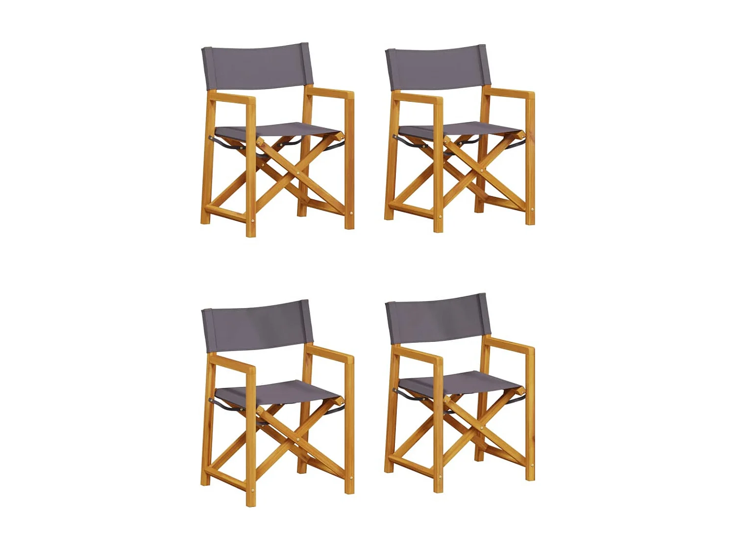 Conjunto de 4 cadeiras dobráveis de jardim em tecido cinza escuro