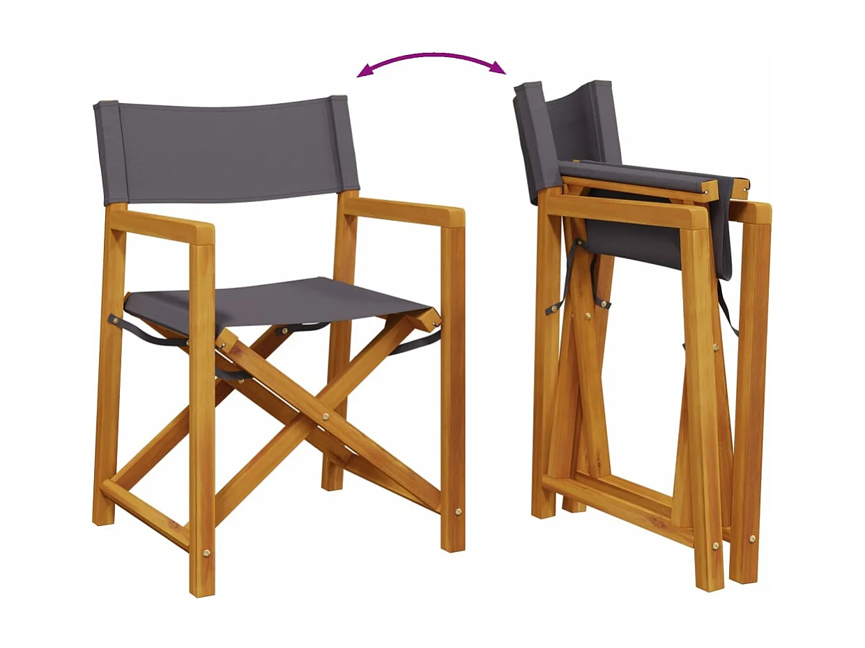 Conjunto de 4 cadeiras dobráveis de jardim em tecido cinza escuro