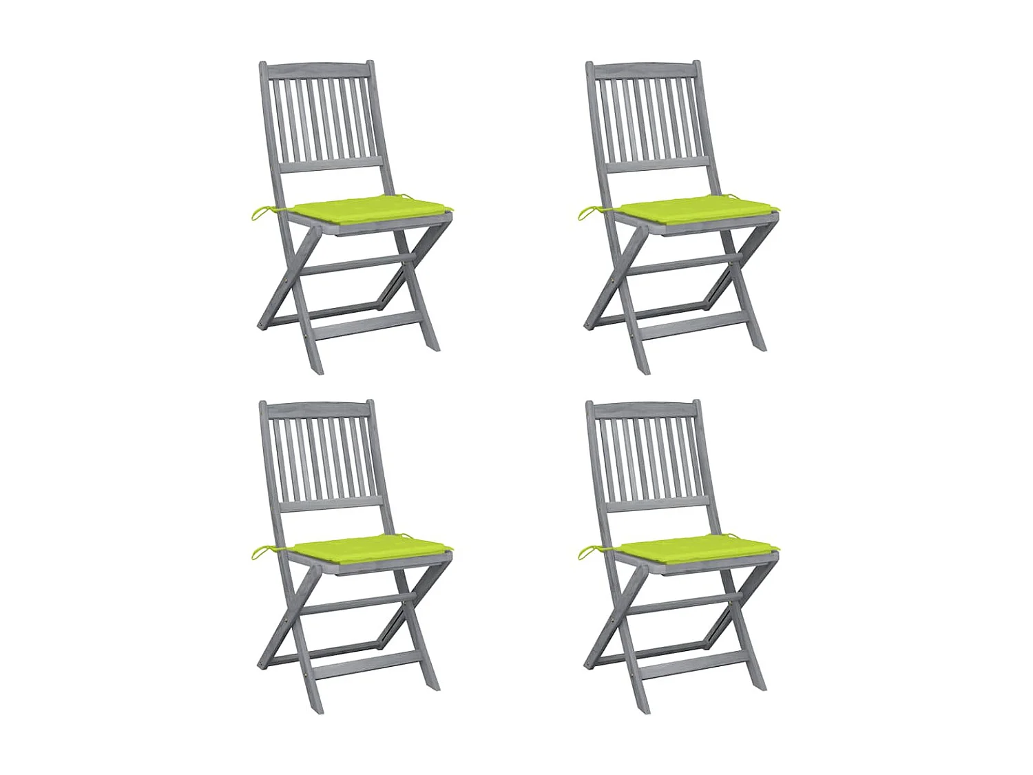 Chaises pliables d'extérieur lot de 4 et coussins Bois d'acacia