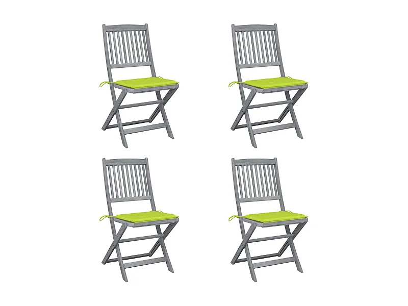 Chaises pliables d'extérieur lot de 4 et coussins Bois d'acacia