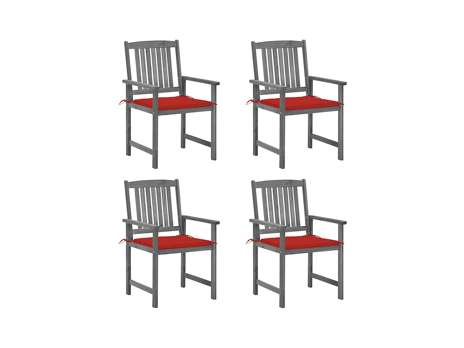 Chaises de jardin et coussins lot de 4 Gris Bois acacia massif