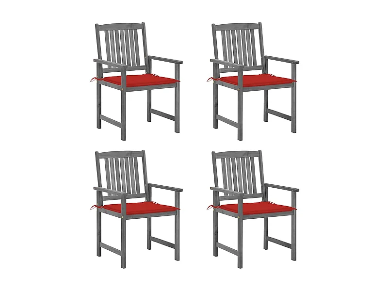 Chaises de jardin et coussins lot de 4 Gris Bois acacia massif