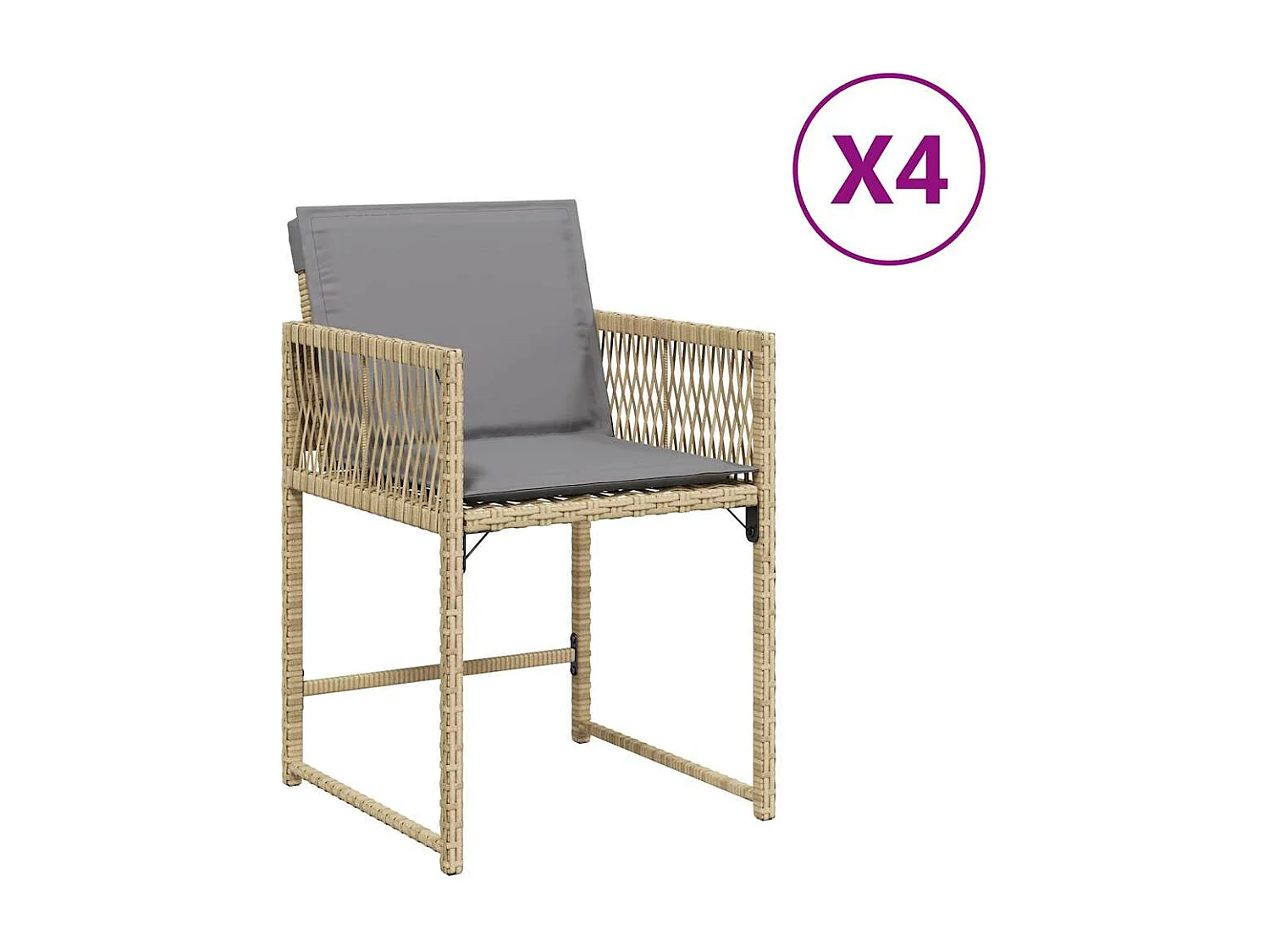 Sedie da giardino con cuscini set di 4 beige mix