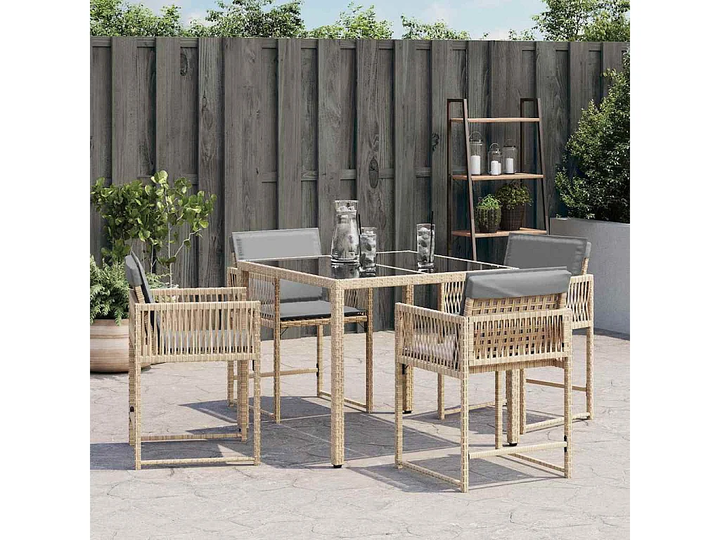 Sedie da giardino con cuscini set di 4 beige mix
