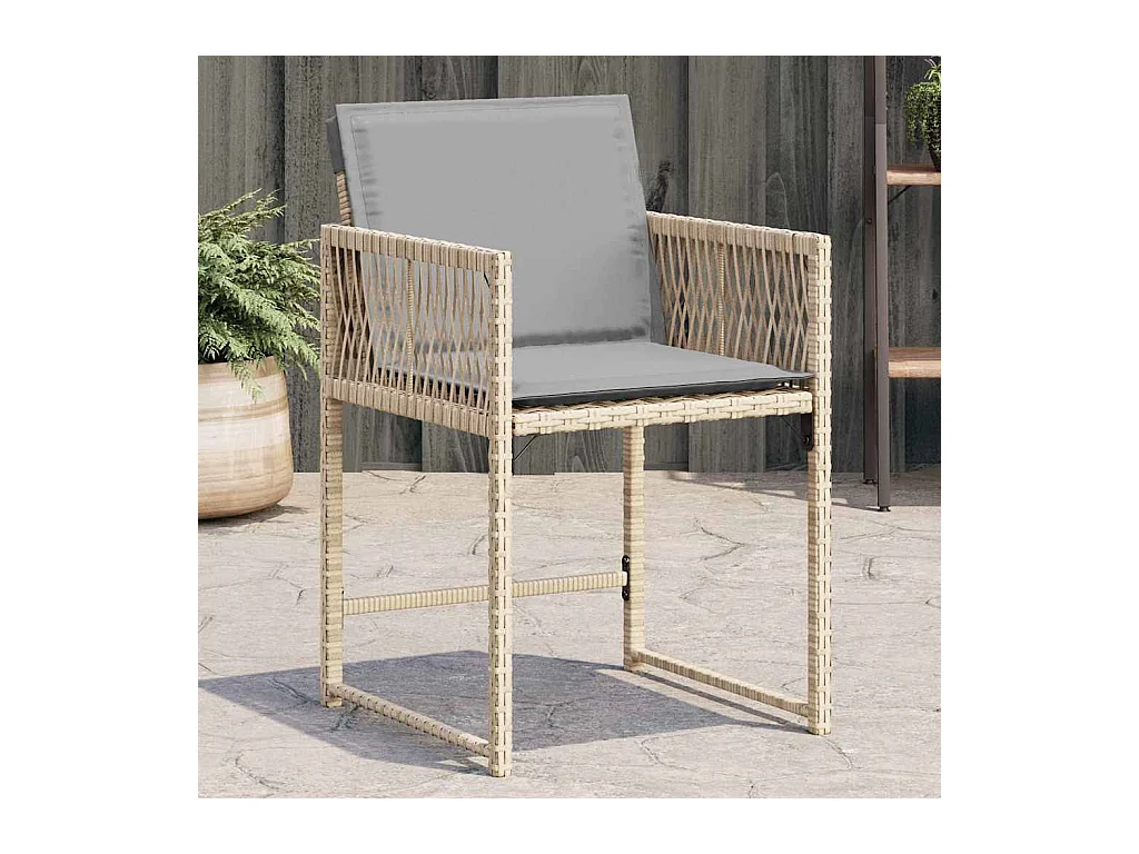 Chaises de jardin avec coussins lot de 4 mélange beige