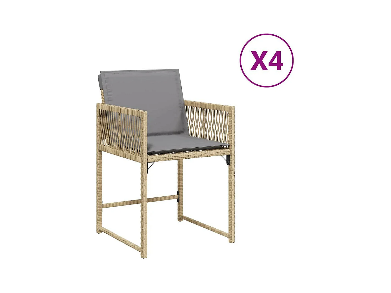 Chaises de jardin avec coussins lot de 4 mélange beige