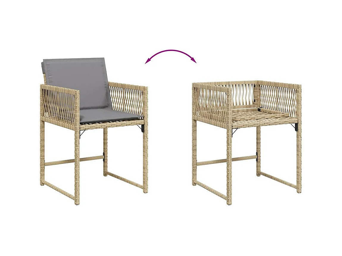 Chaises de jardin avec coussins lot de 4 mélange beige