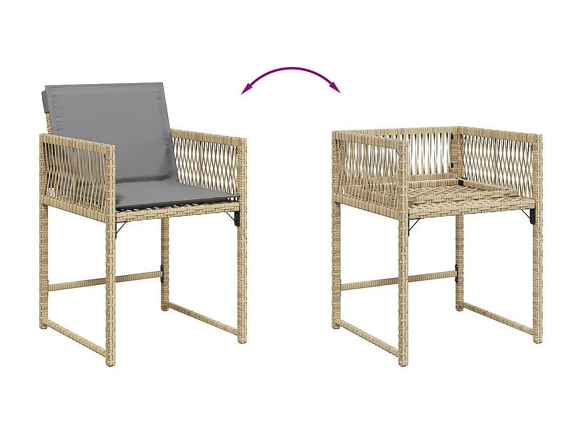 Chaises de jardin avec coussins lot de 4 mélange beige