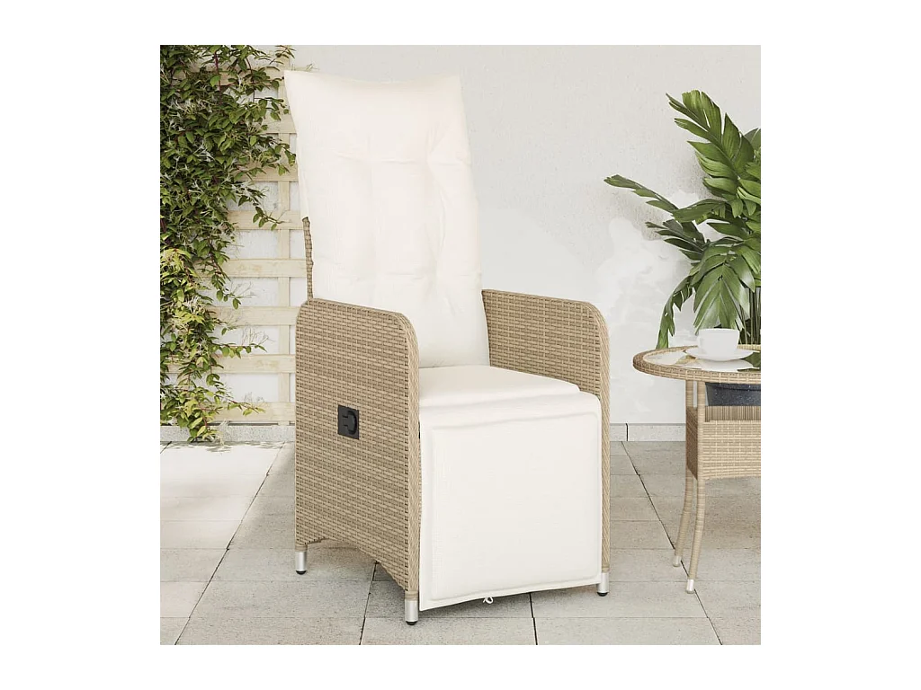 Chaises inclinables de jardin lot de 2 et coussins beige rotin