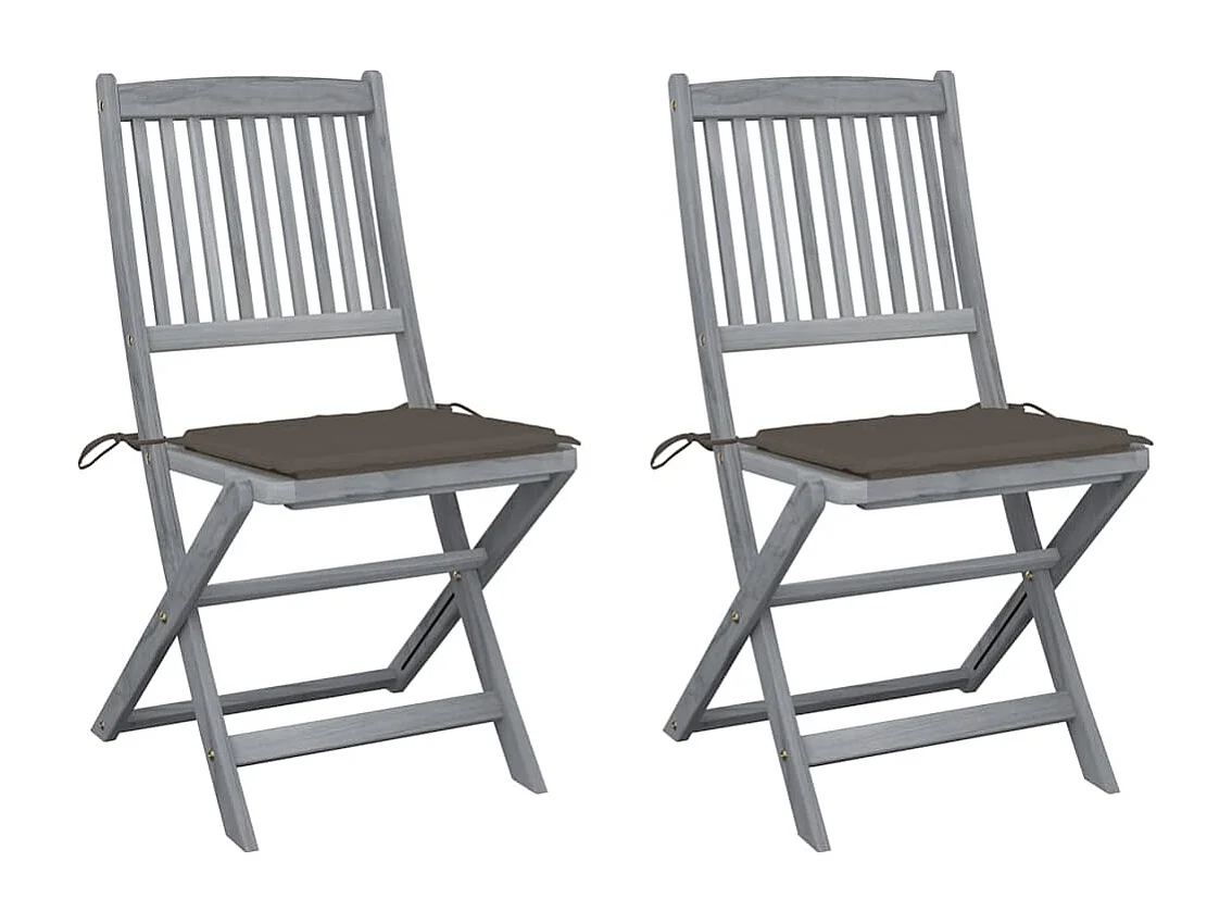 Outdoor Klappstühle 2er Set und Auflagen Akazienholz