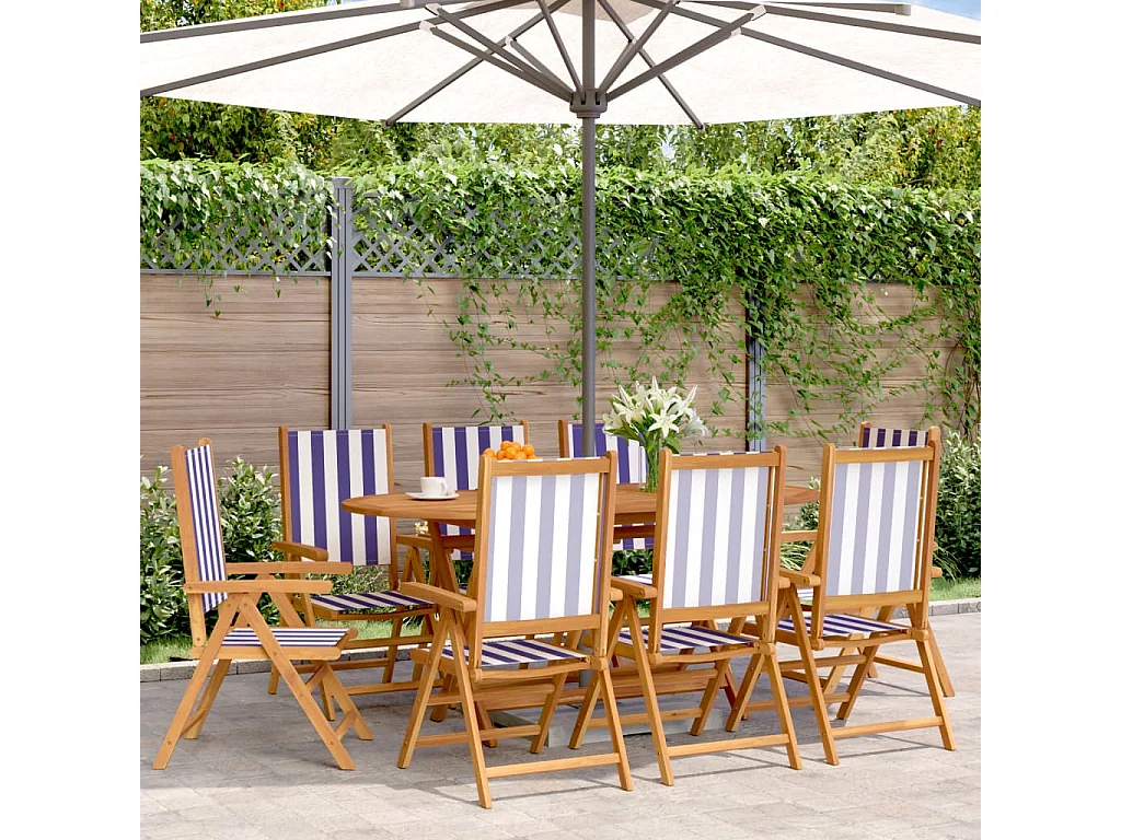 Gartenliegestühle 8er Set Stoff und Massivholz