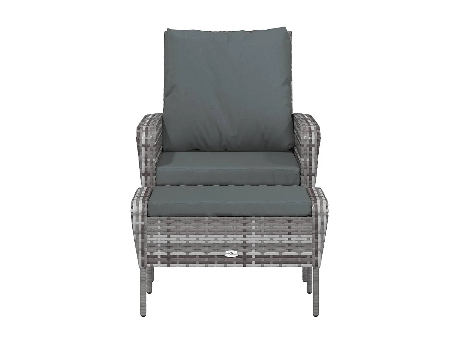 Sedia da giardino con sgabello grigio in resina intrecciata