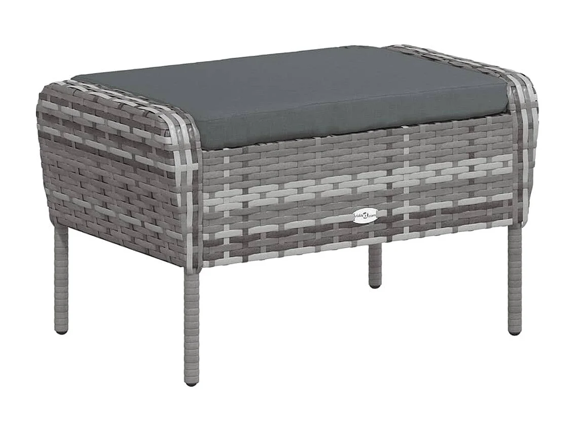 Sedia da giardino con sgabello grigio in resina intrecciata