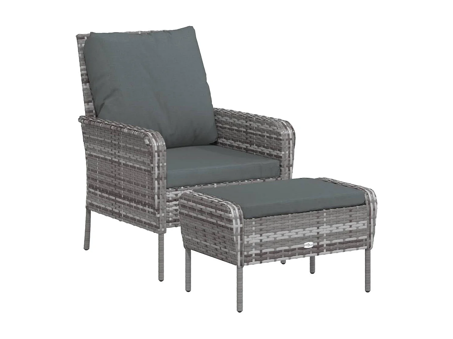 Chaise de jardin avec tabouret gris résine tressée