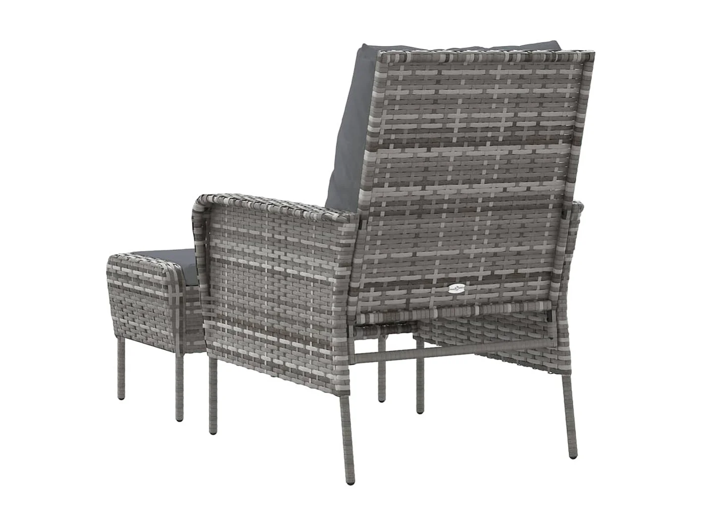Chaise de jardin avec tabouret gris résine tressée