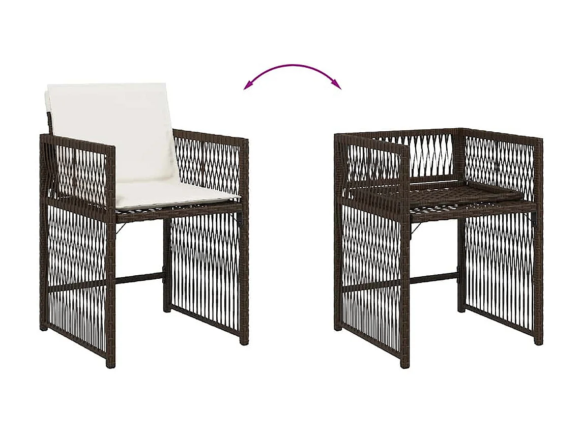 Chaises de jardin avec coussins lot de 4 marron résine tressée