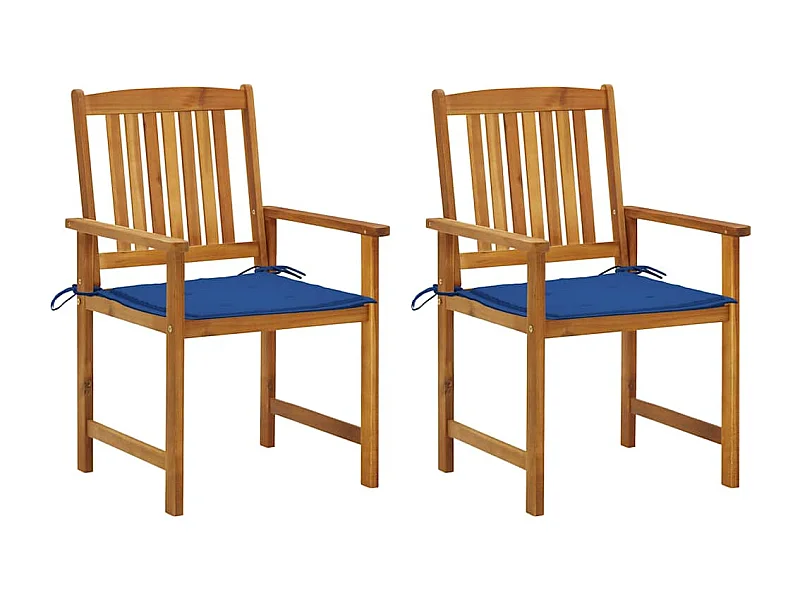 Chaises de jardin avec coussins lot de 2 Bois d'acacia massif