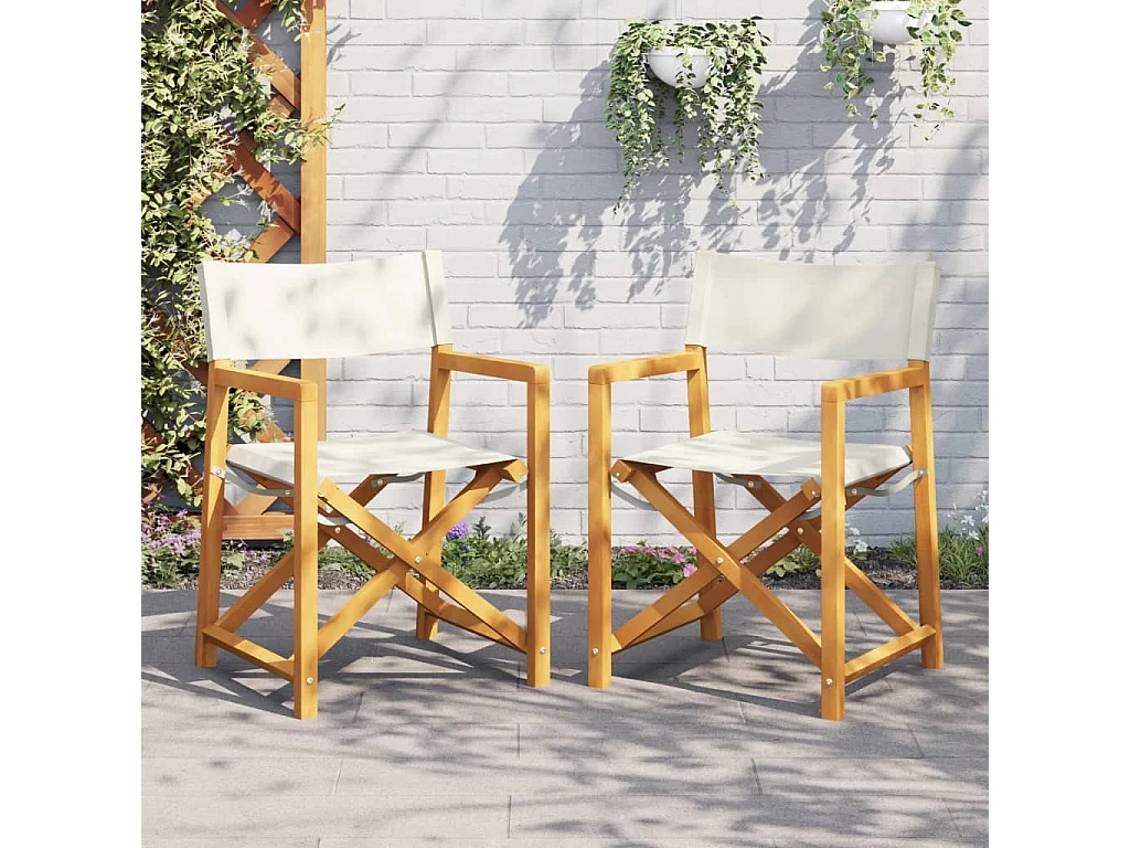 Chaises de réalisateur pliables lot de 2 blanc crème tissu