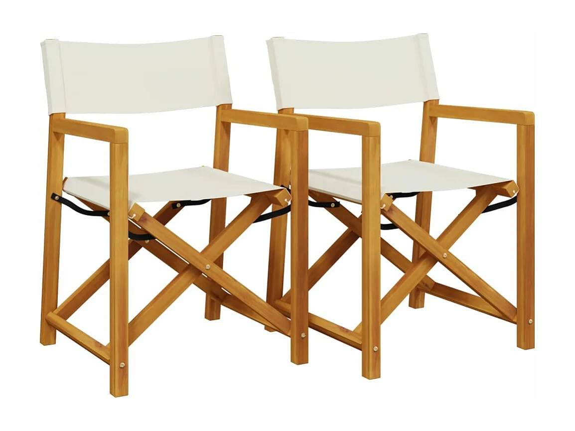 Chaises de réalisateur pliables lot de 2 blanc crème tissu