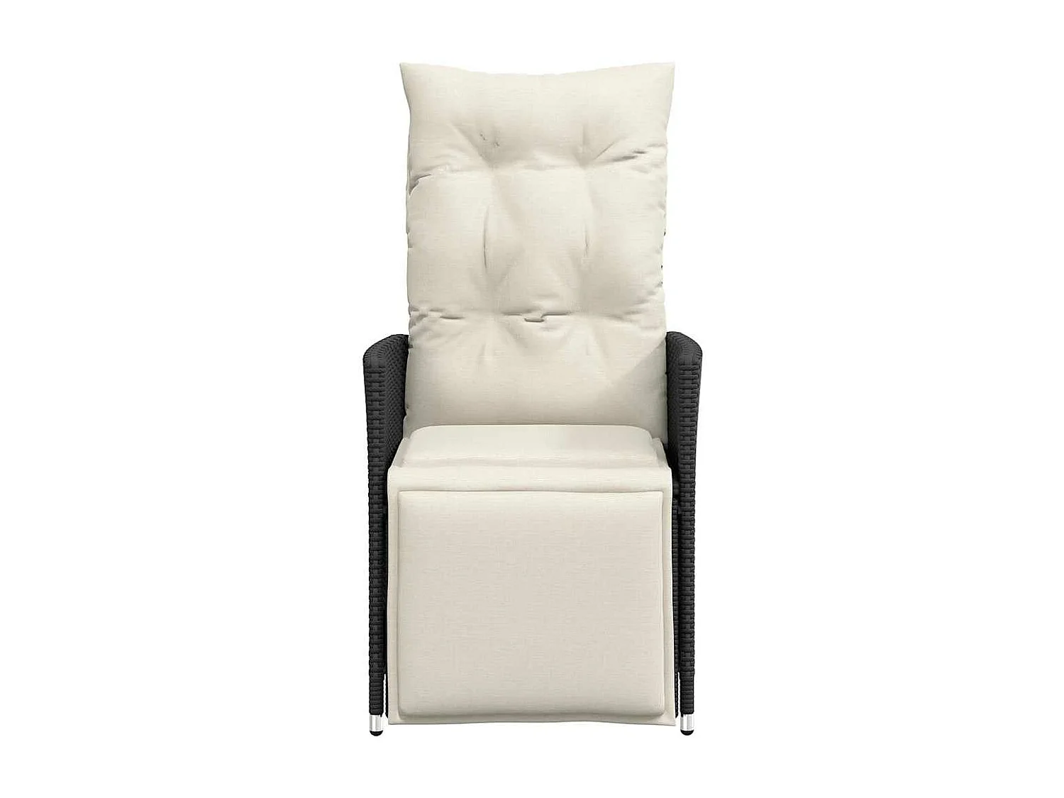 Chaise inclinable de jardin avec coussins noir résine tressée