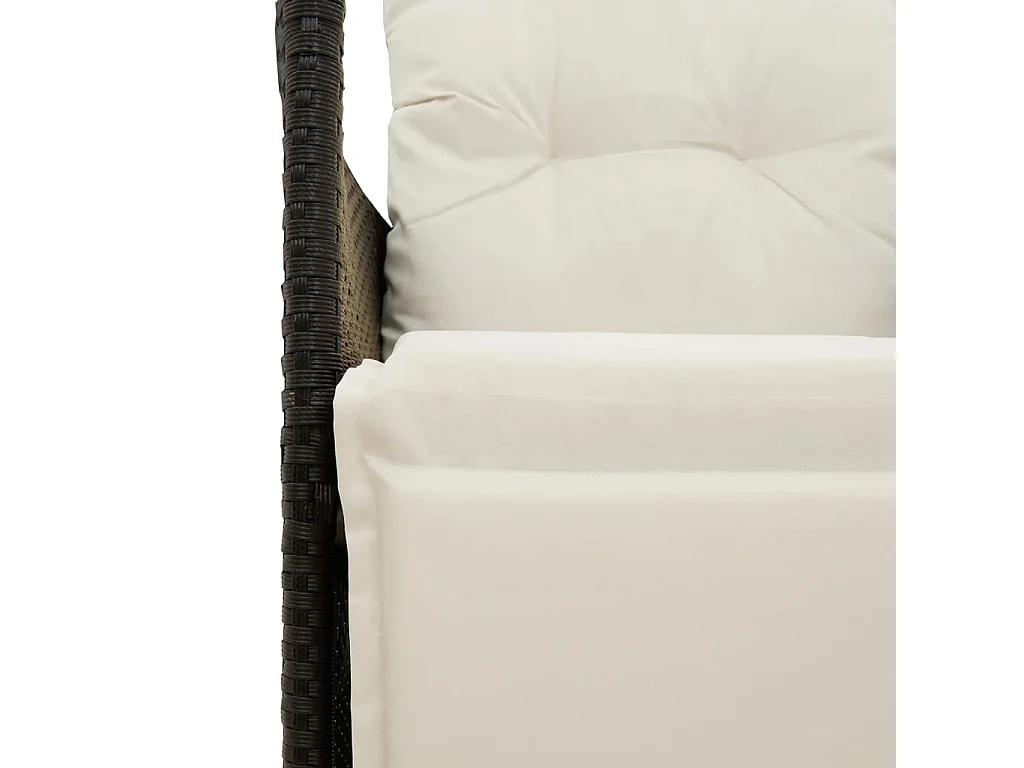 Chaise inclinable de jardin avec coussins noir résine tressée