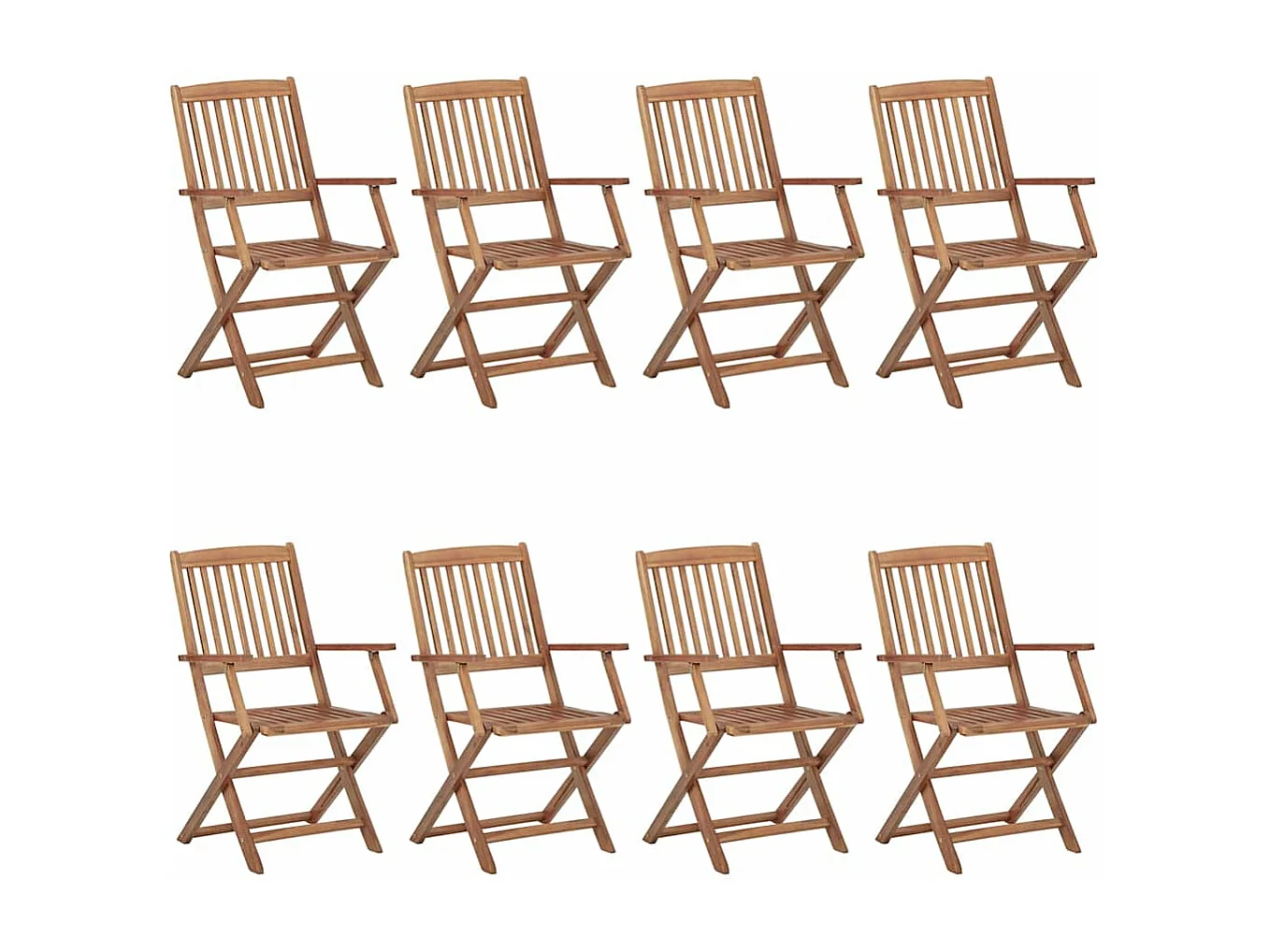 Chaises pliables de jardin lot de 8 avec coussins Bois d'acacia