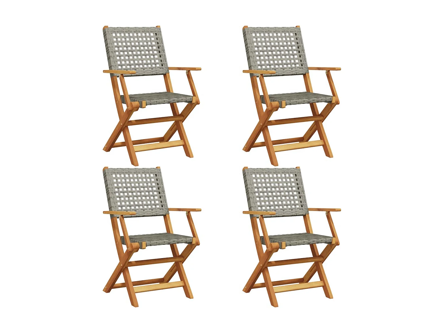 Chaises de jardin pliantes lot de 4 gris poly rotin bois massif