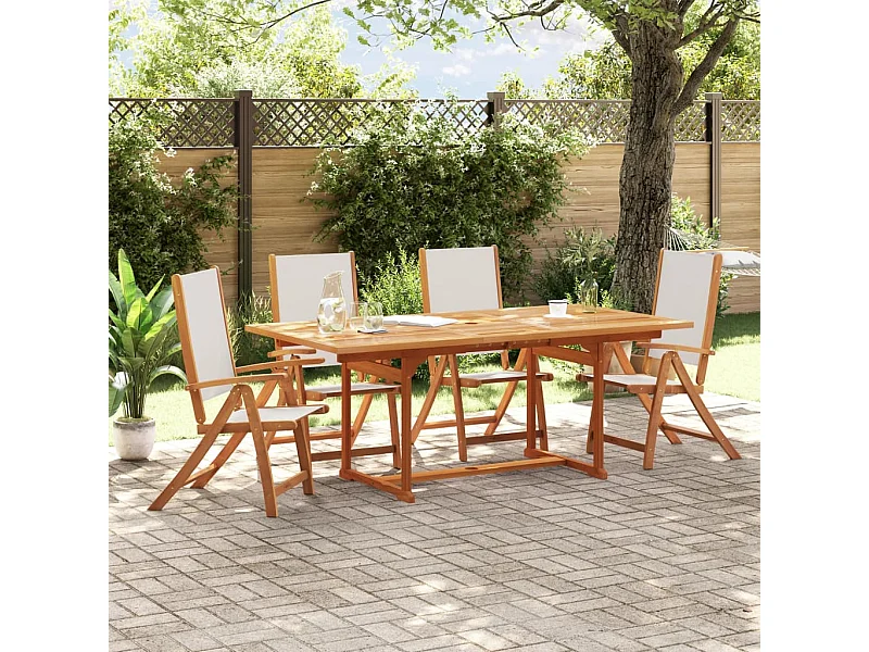 Klappbare Gartenstühle 4er Set Akazienholz und Textilene