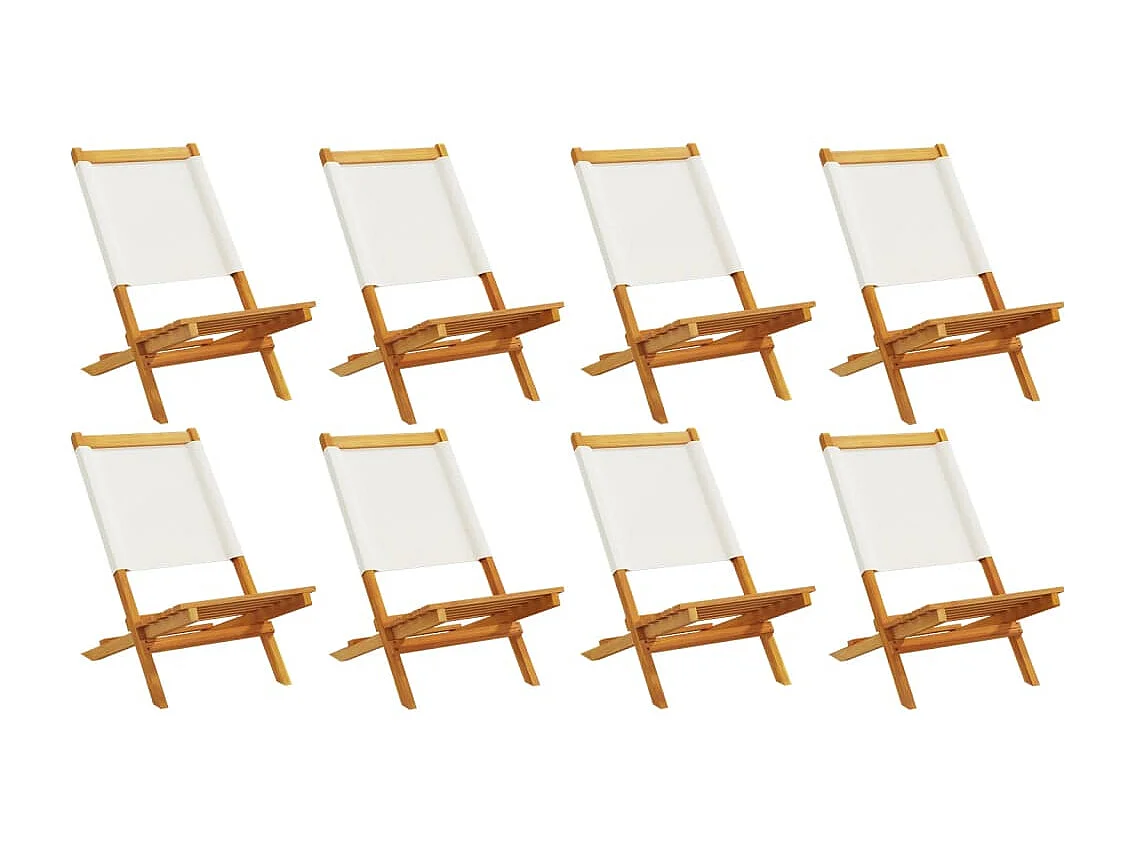 Chaises de jardin pliantes lot de 8 tissu et bois massif