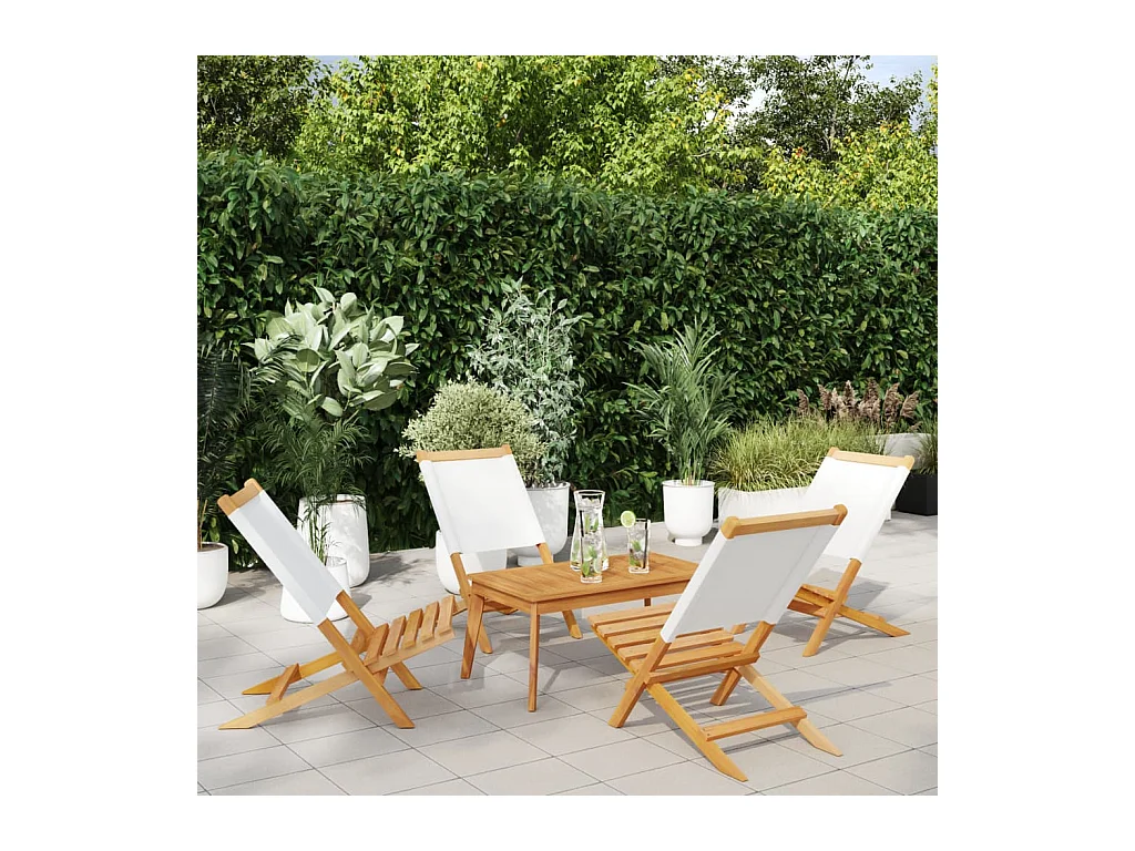 Chaises de jardin pliantes lot de 4 tissu et bois massif