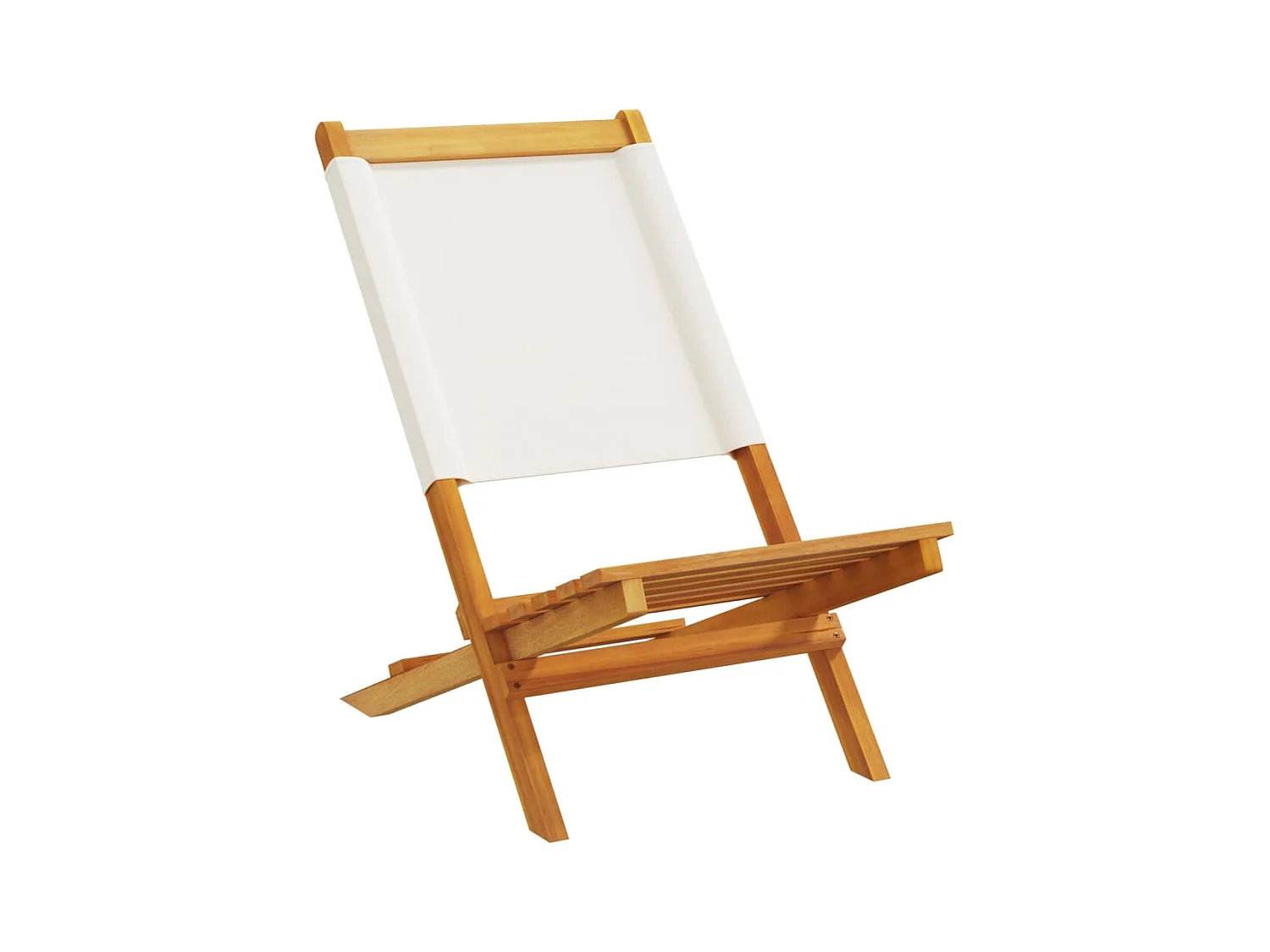 Set di 4 sedie pieghevoli da giardino in tessuto e legno massello