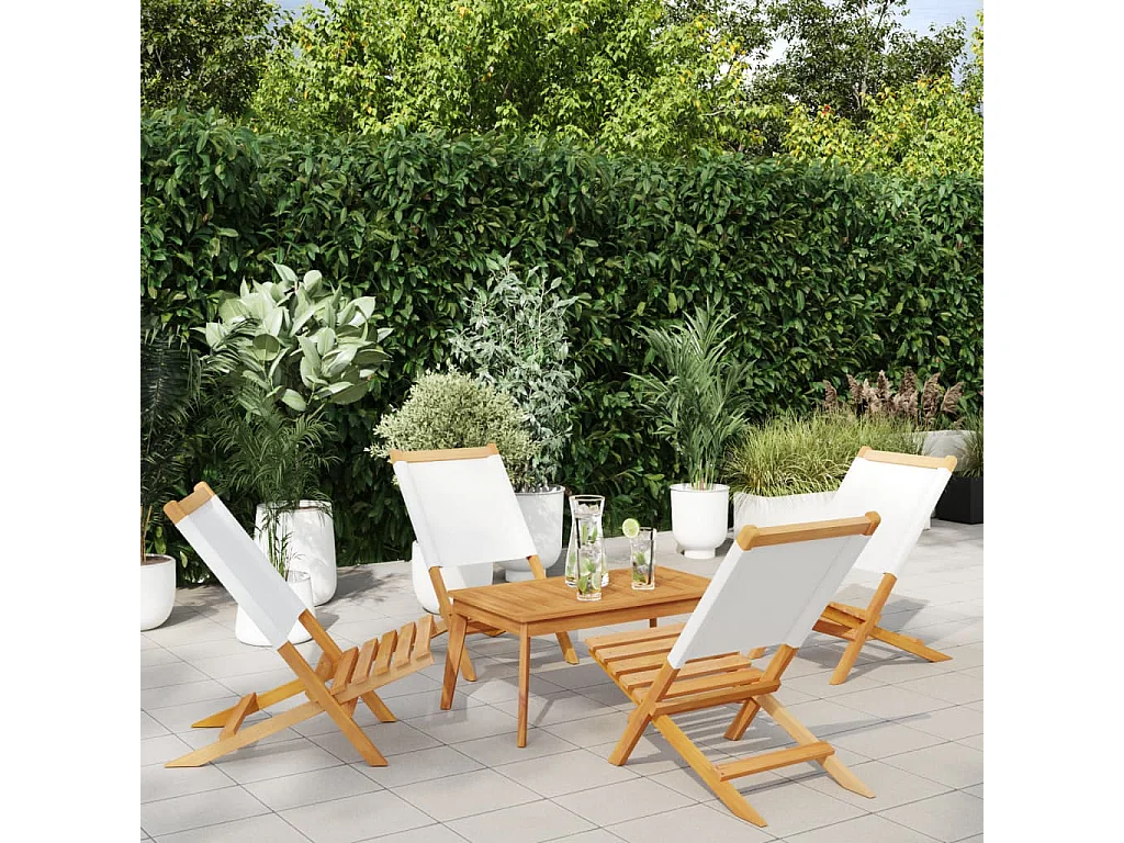 Chaises de jardin pliantes lot de 4 tissu et bois massif