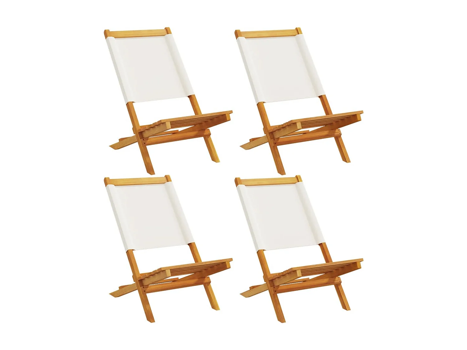 Chaises de jardin pliantes lot de 4 tissu et bois massif