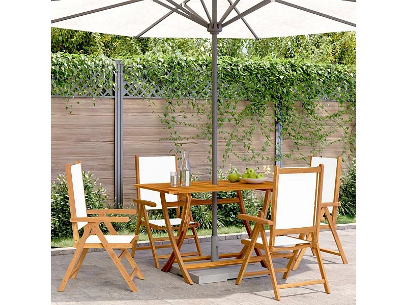 Gartenliegestühle 4er Set Stoff und Massivholz