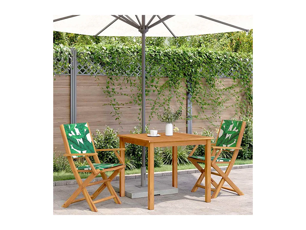 Tuinstoelen set van 2 acacia blad patroon en stof