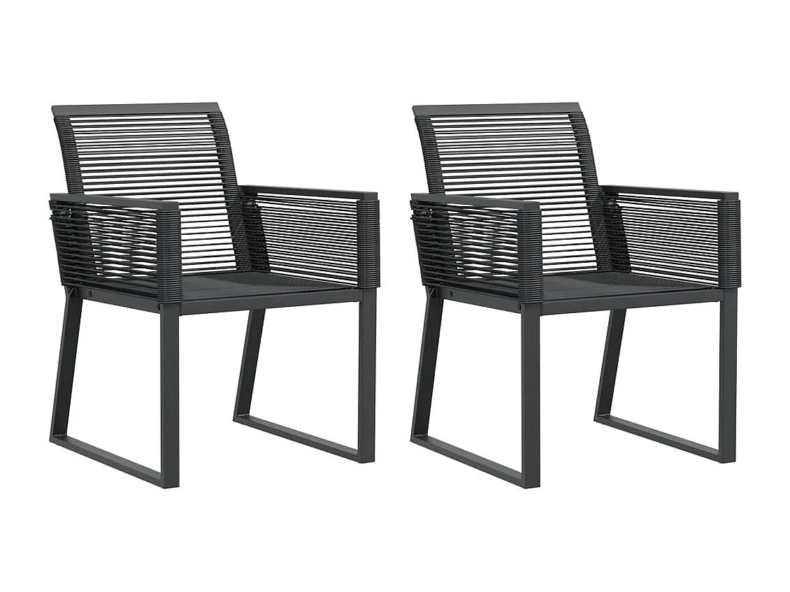 Gartenstühle 2er Set Schwarz Kunstharzgeflecht