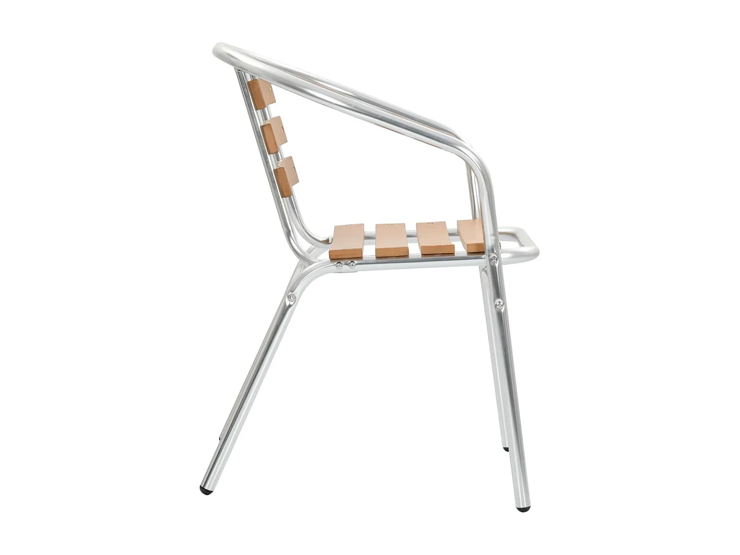 Set di 4 sedie da giardino impilabili in alluminio e WPC argento