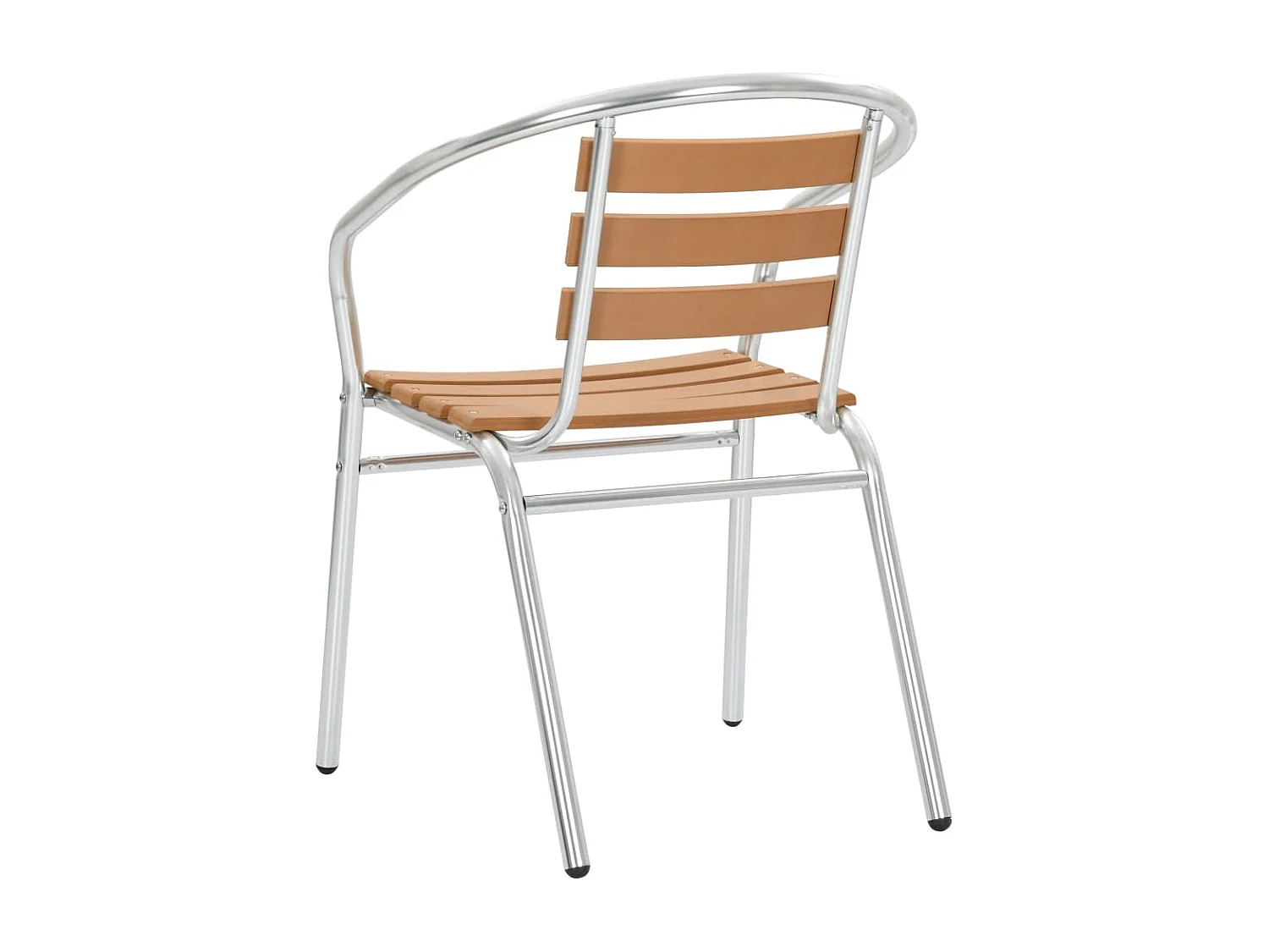 Set di 4 sedie da giardino impilabili in alluminio e WPC argento