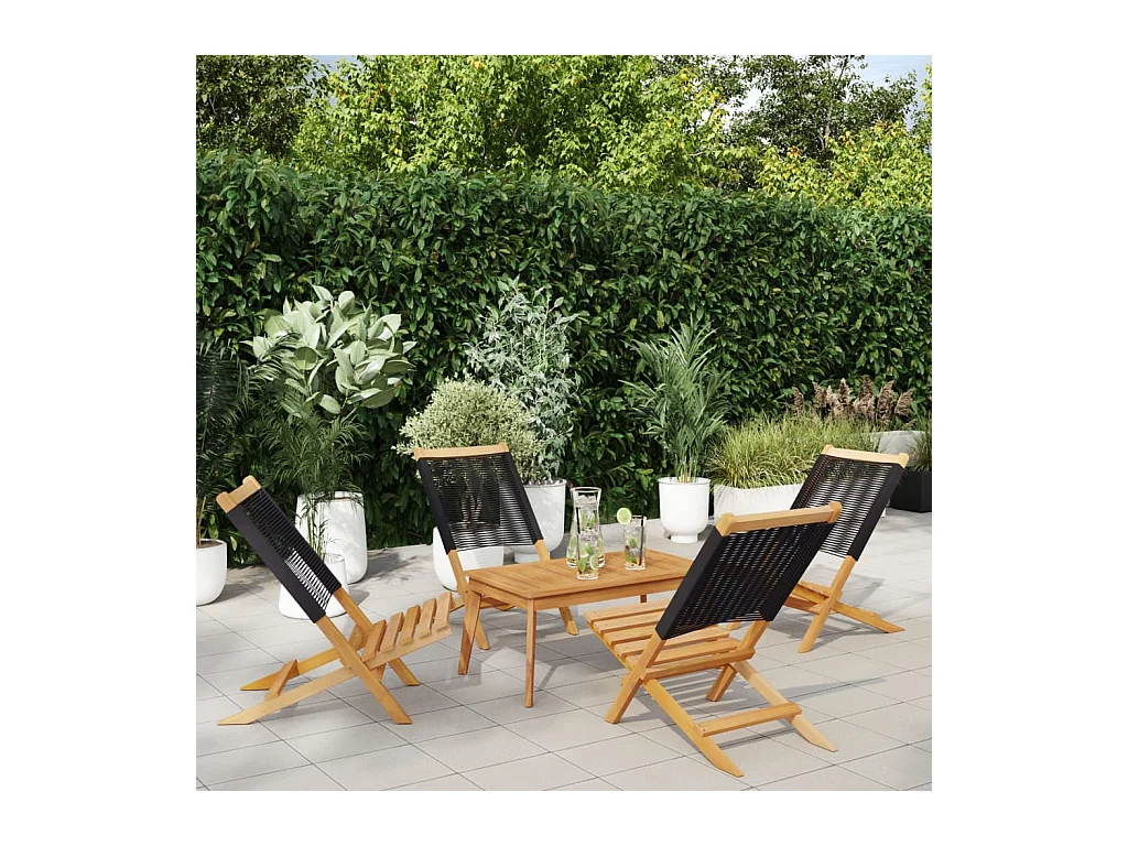 Klappbare Gartenstühle 4er Set schwarz massives Akazienholz