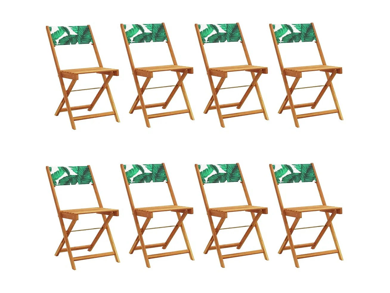 Chaises de jardin pliantes lot de 8 vert tissu et bois massif