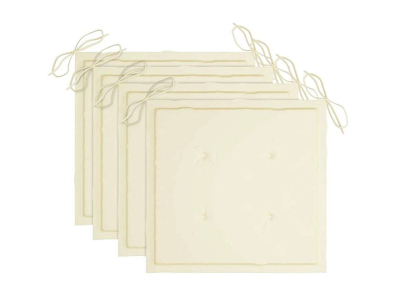 Conjunto de 4 cadeiras de jardim e almofadas creme Madeira de teca maciça