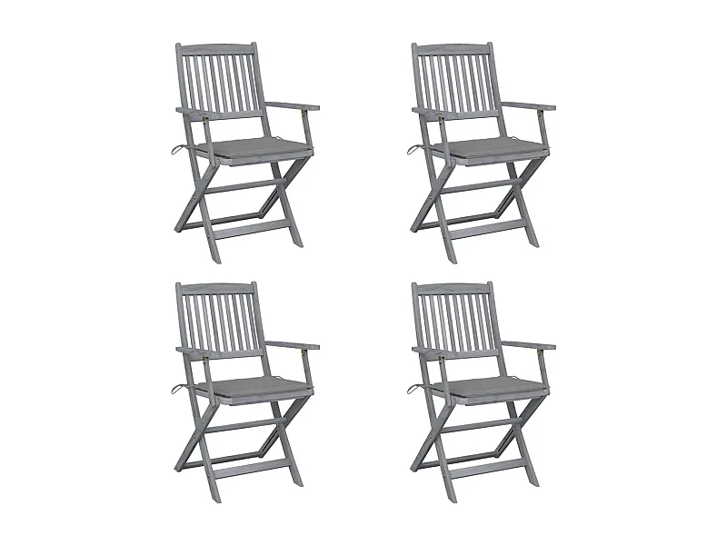Chaises pliables d'extérieur lot de 4 et coussins Bois d'acacia