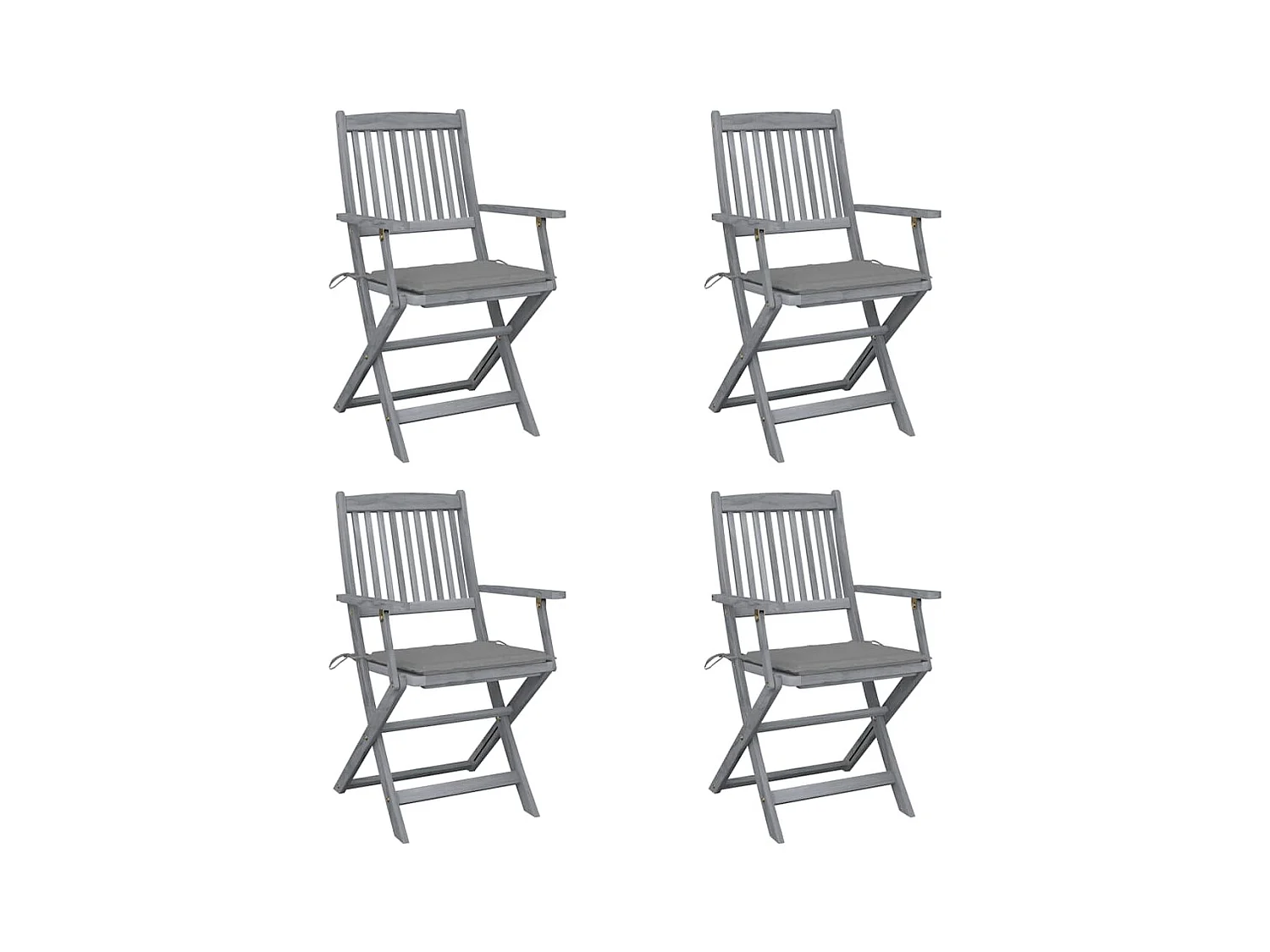 Chaises pliables d'extérieur lot de 4 et coussins Bois d'acacia