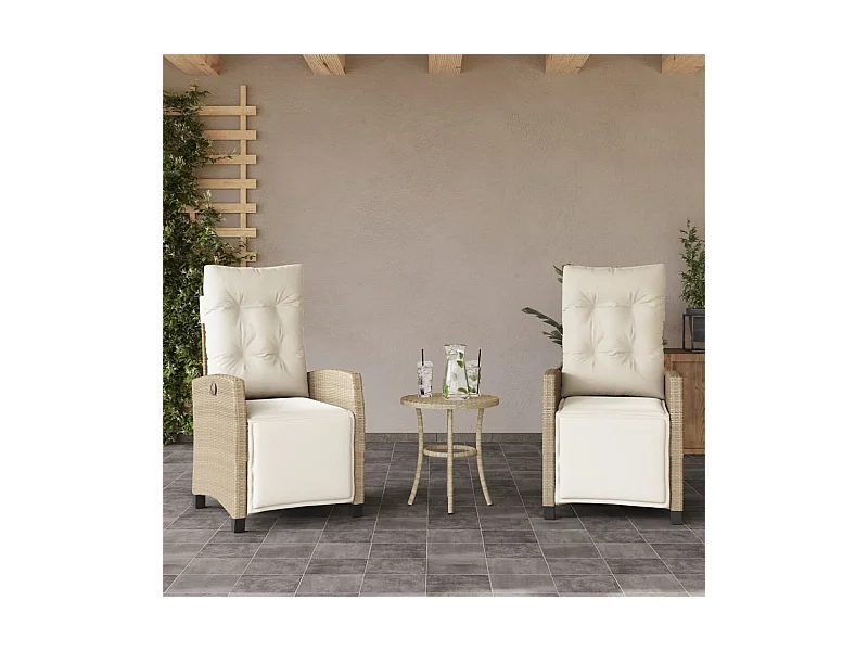 Garten Liegestühle 2er Set mit Fußstütze Rattan