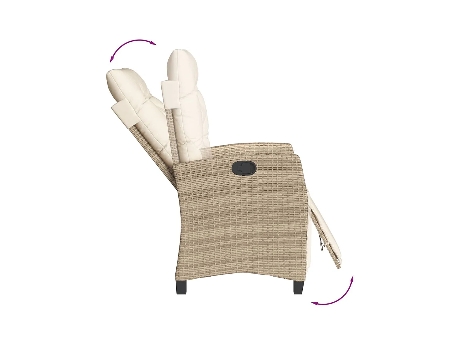 Chaises inclinables de jardin lot de 2 avec repose-pied rotin