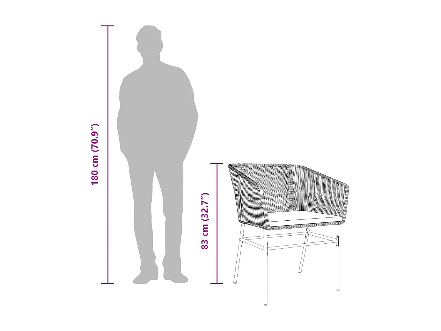 Tuinstoelen set van 2 met zwarte kussens van geweven hars