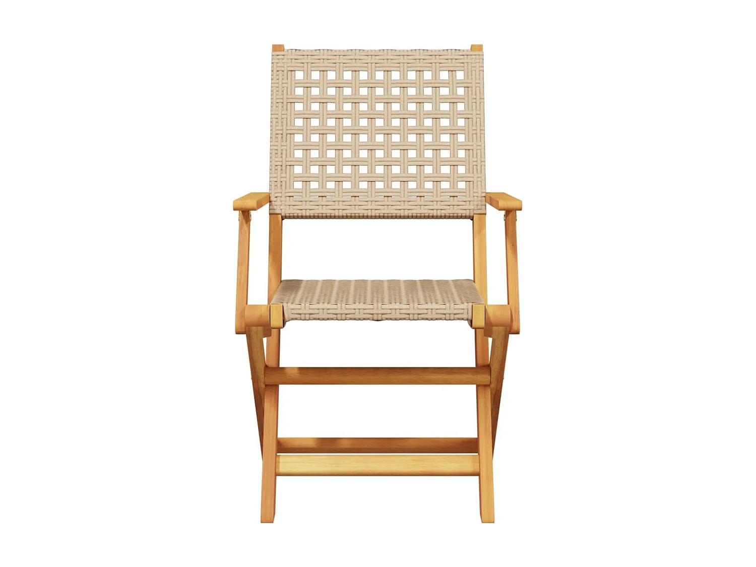 Chaises de jardin lot de 2 beige bois massif d'acacia et rotin