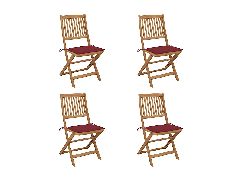 Chaises pliables de jardin lot de 4 avec coussins Bois d'acacia