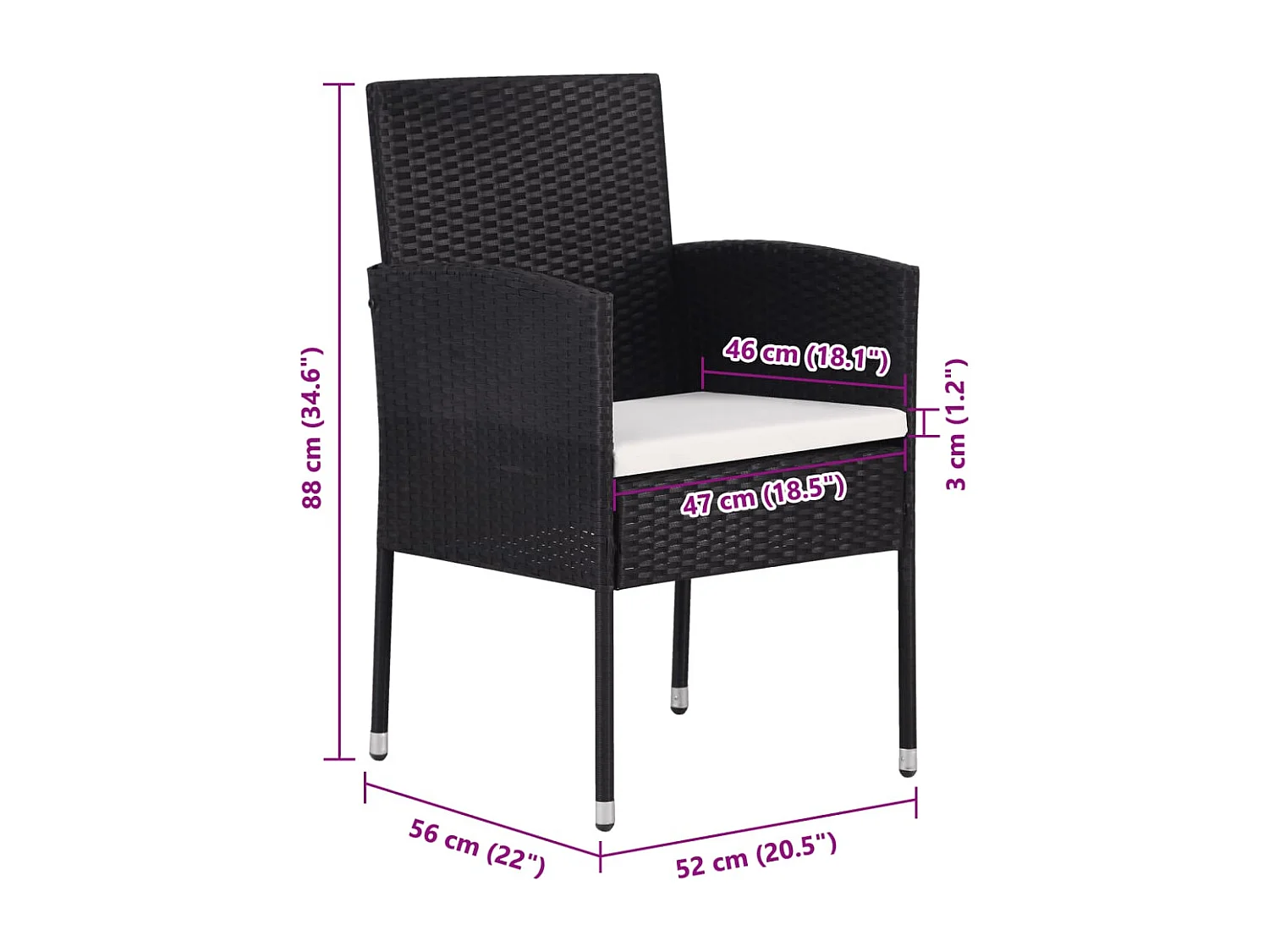 Cadeiras de jardim creme branco almofadas 2 peças preto resina vime